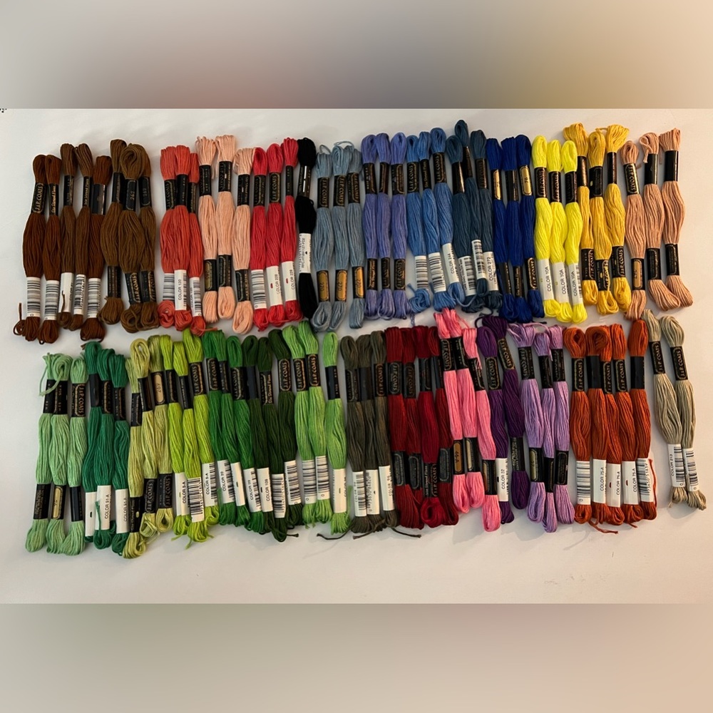 J&P Coats Embroidery Floss Lot Of 85 Skeins New